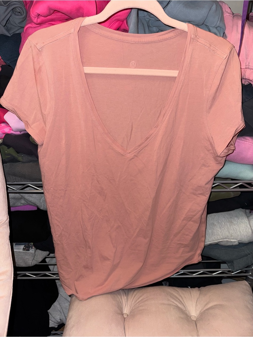 Lululemon Love Crew V-Neck Short Sleeve T Shirt- Dusty Rose/ Mauve - Size 10